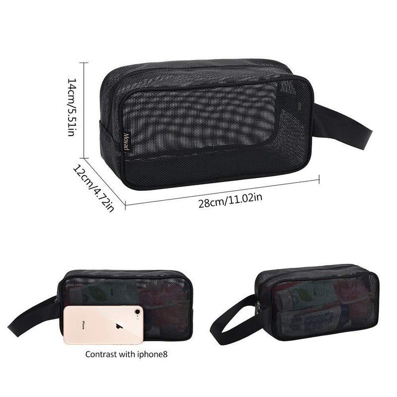 Moyad Mesh Shower Caddy Portable Toiletry Bag College Dorm Room Essentials for Girls Guys Gym Bag Camping Organizer Hanging Bathroom Mesh Bag, Black - Image 2